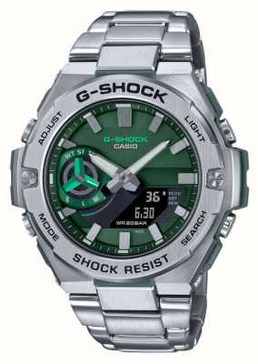 Casio G-steel b500-serie horloge met groene wijzerplaat op zonne-energie GST-B500AD-3AER