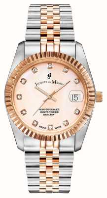 Jacques Du Manoir Inspiratie | 36mm | rosé gouden wijzerplaat | tweekleurige armband NRO.37