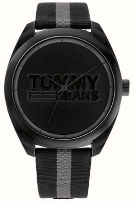 Tommy Jeans Heren | zwarte wijzerplaat | zwarte en grijze nylon band 1792039