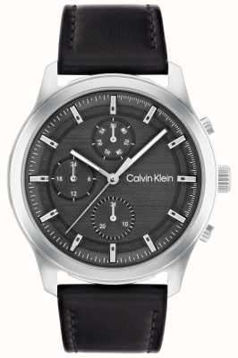 Calvin Klein Heren | zwarte chronograaf wijzerplaat | zwarte leren band 25200211