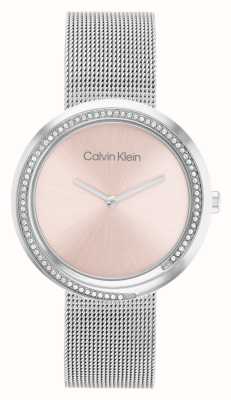 Calvin Klein Dames | roze wijzerplaat | armband van roestvrij staal 25200149