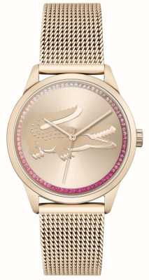 Lacoste Dames krokodil | kristallen set | rosé gouden stalen mesh armband 2001261