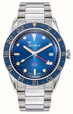 Squale Sub-39 gmt automatisch vintage blauw roestvrij staal SUB39GMTB.BR22