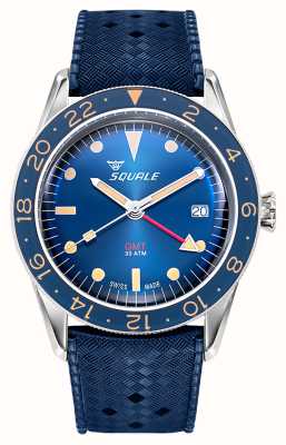 Squale Sub-39 gmt automatische vintage blauwe tropic band SUB39GMTB.HTB
