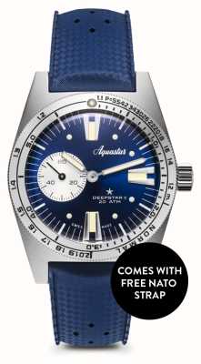 Aquastar Deepstar ii (20 atm) blue ray / tropic band + gratis blauwe nato band DS2-TRO BR