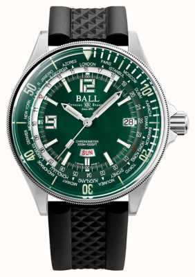Ball Watch Company Engineer master ii diver worldtime (42 mm) zwarte rubberen band met groene wijzerplaat DG2232A-PC-GR