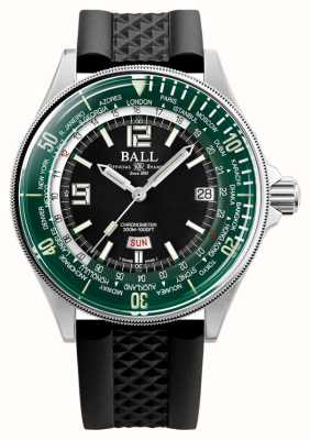 Ball Watch Company Engineer master ii diver worldtime (42 mm) zwarte rubberen band met groene wijzerplaat DG2232A-PC-GRBK