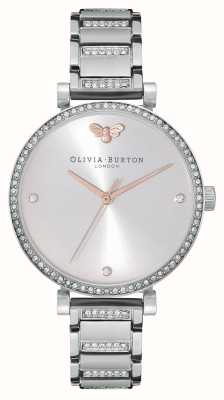 Olivia Burton Dames | zilveren wijzerplaat | kristallen set | roestvrijstalen armband 24000001