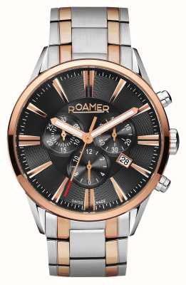 Roamer Superieure chronograaf | zwarte wijzerplaat | tweekleurige roestvrijstalen armband 508837 49 85 50