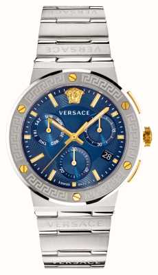 Versace Greca logo chrono | blauwe wijzerplaat | roestvrijstalen armband VEZ900221