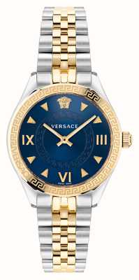 Versace Hellenium | blauwe wijzerplaat | tweekleurige stalen armband VE2S00522