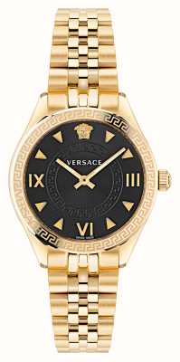 Versace Hellenium | zwarte wijzerplaat | gouden pvd stalen armband VE2S00622