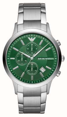 Emporio Armani Heren | groene chronograaf wijzerplaat | roestvrijstalen armband AR11507