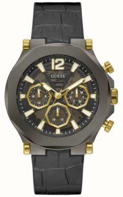 Guess Herenrand | zwarte wijzerplaat | zwarte leren band GW0492G1