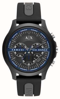 Armani Exchange Heren | zwarte chronograaf wijzerplaat | zwarte siliconen band AX2447