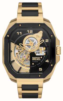 Diesel Heren gevild | zwarte en gouden wijzerplaat | gouden roestvrijstalen armband DZ7471