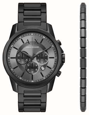 Armani Exchange Heren geschenkset | zwart roestvrij stalen horloge | bijpassende armband AX7140SET
