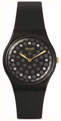 Swatch Biokeramisch Sparkling Night zwart siliconen horloge SO31B102