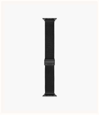 Fossil Apple watch band (42/44/45mm) zwart stalen gaas S420014