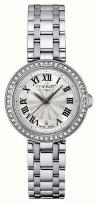 Tissot Bellissima | zilveren wijzerplaat | diamanten gezet | roestvrijstalen armband T1260106111300