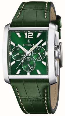 estina Quartz chronograaf (38mm) groene wijzerplaat / groen leer F20636/3