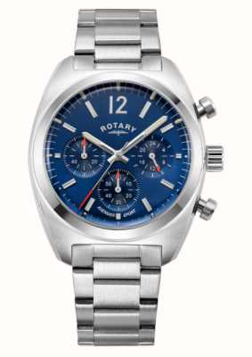 Rotary Avenger sport heren | chronograaf | blauwe wijzerplaat | roestvrijstalen armband GB05485/05