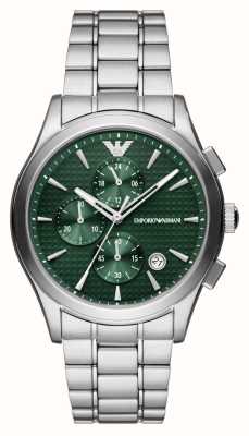 mporio Armani Heren | groene chronograaf wijzerplaat | roestvrijstalen armband AR11529
