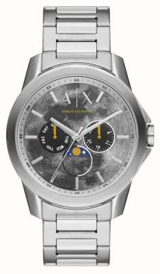 Armani Exchange Heren | grijze wijzerplaat | maanfase | roestvrijstalen armband AX1736