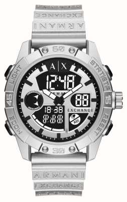 Armani Exchange Heren | zilveren hybride wijzerplaat | grijze pu band AX2965