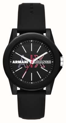 Armani Exchange Dames | zwarte wijzerplaat | zwarte siliconen band AX4374