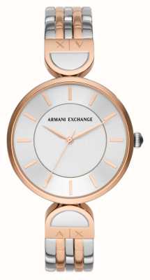 Armani Exchange Dames | zilveren wijzerplaat | tweekleurige roestvrijstalen armband AX5383