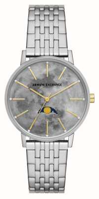 Armani Exchange Dames | grijze maanfase wijzerplaat | roestvrijstalen armband AX5585