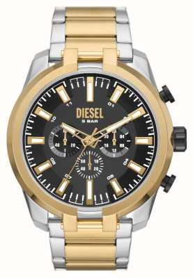 Diesel Splitsen | zwarte chronograaf wijzerplaat | tweekleurige roestvrijstalen armband DZ4625