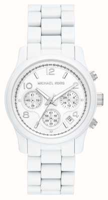 Michael Kors Damesbaan | witte chrono wijzerplaat | witte roestvrijstalen armband MK7331