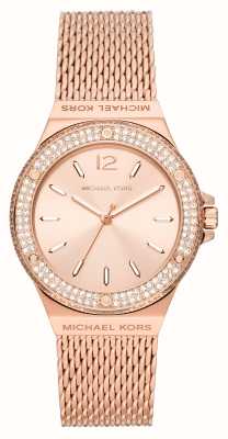Michael Kors Lennox | roségouden wijzerplaat | roségouden stalen mesh armband MK7336