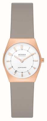 Skagen Dames groen lille | witte wijzerplaat | nude leren band SKW3079