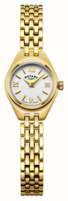 Rotary Balmoraal | witte wijzerplaat | gouden roestvrijstalen armband LB05128/70