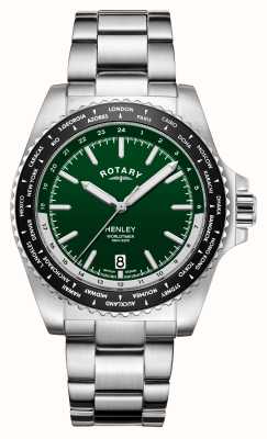 Rotary Henley | groene wijzerplaat | roestvrijstalen armband GB05370/78