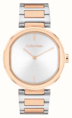 Calvin Klein Vrouwensensatie | zilveren wijzerplaat | tweekleurige roestvrijstalen armband 25200251