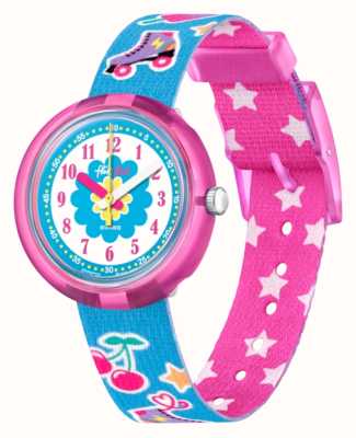 Flik Flak Discopop | roze en blauw | Stoffen riempje in rollerskate-design FPNP131