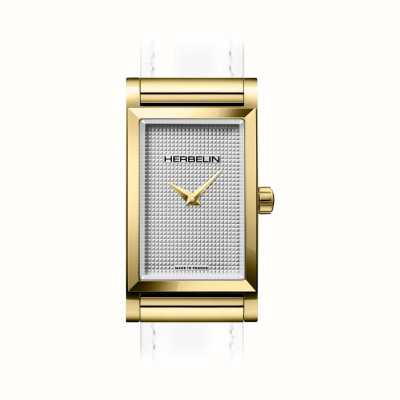 Herbelin Antarès horlogekast - getextureerde zilveren wijzerplaat / goud pvd staal - alleen kast H17444P02
