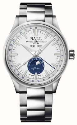 Ball Watch Company Engineer ii maankalender | 40mm | beperkte oplage | witte en blauwe wijzerplaat | roestvrijstalen armband NM3016C-S1J-WH