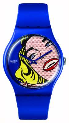 Swatch X moma - meisje van roy lichtenstein, het horloge - staaltje kunstreis SUOZ352