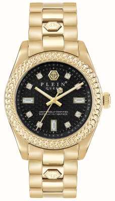 Philipp Plein $treet couture queen (36 mm) zwarte wijzerplaat / gouden pvd roestvrijstalen armband PWDAA0621