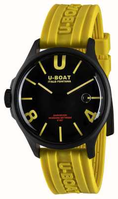 U-Boat Darkmoon pvd (44 mm) zwart-gele gebogen wijzerplaat / gele siliconen band 9522