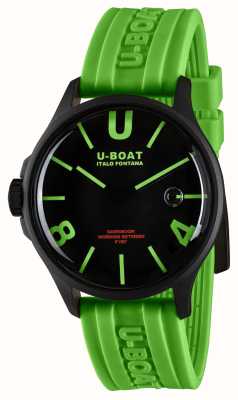 U-Boat Darkmoon pvd (44 mm) zwart-groene curve wijzerplaat / groene siliconen band 9534