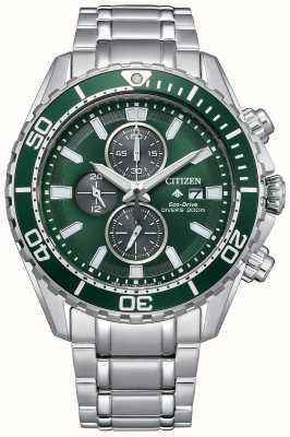 Citizen Promaster duiker heren | chronograaf | eco-drive | groene wijzerplaat | roestvrijstalen armband CA0820-50X