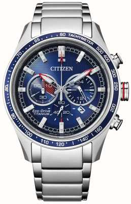 Citizen Heren supertitanium | chronograaf | eco rijden | blauwe wijzerplaat | titanium armband CA4490-85L