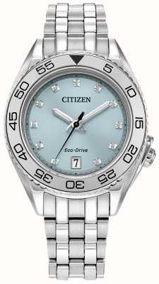 Citizen Diamant voor dames | eco rijden | blauwe wijzerplaat | roestvrijstalen armband FE6161-54L