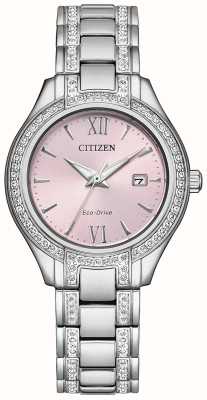 Citizen Dames silhouet kristal | eco rijden | roze wijzerplaat | kristallen roestvrijstalen armband FE1230-51X
